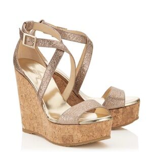 Jimmy choo gold wedges size 40.5